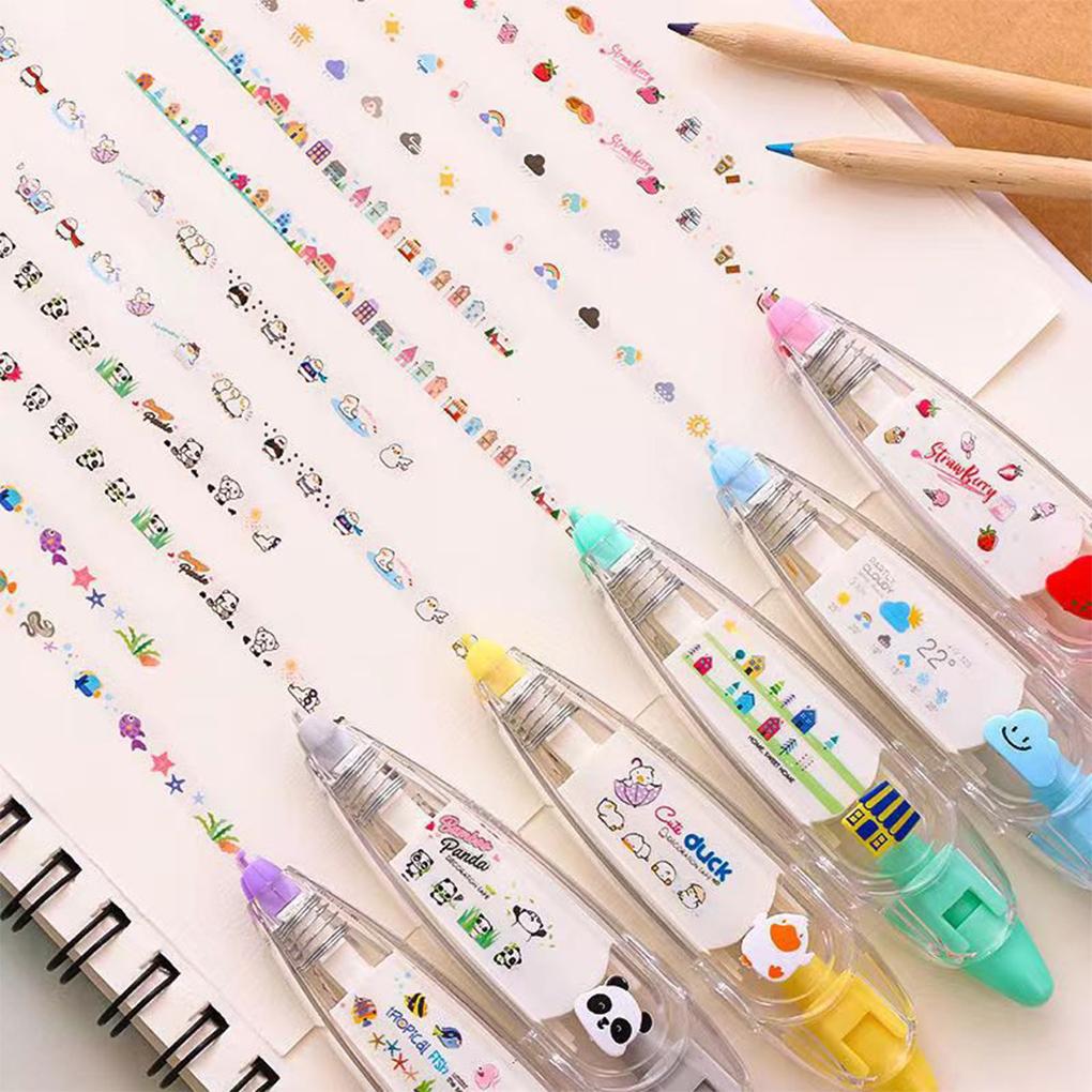 CLSSLVVBN Easy To Operate New DIY Lace Decoration Tape Pen Let Creativity Flow Gift Plastic Lovely Press Animal Correction Tape, Type 5