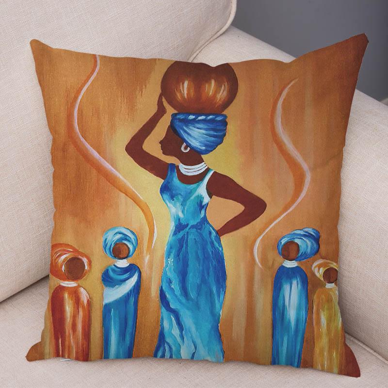 Abstract Painting African Living Pillowcase Woman Home Decor Gallery Exotic Cushion Cover