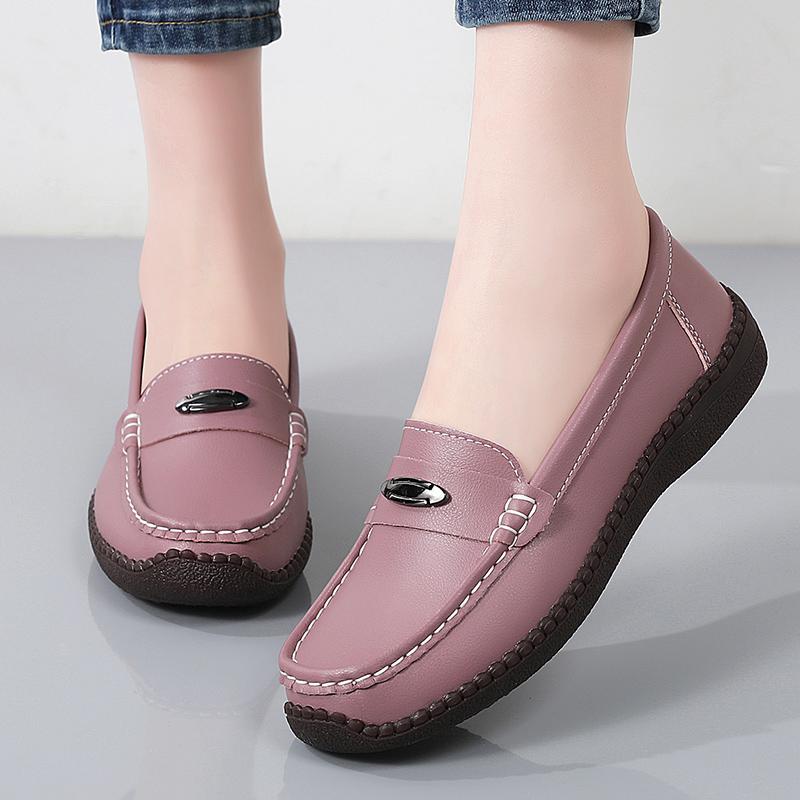 

Women s Horse Bit Loafers Leather Driving Moccasins Comfort Flats Casual Slip on Beige Plus Size Pink Shoes 43