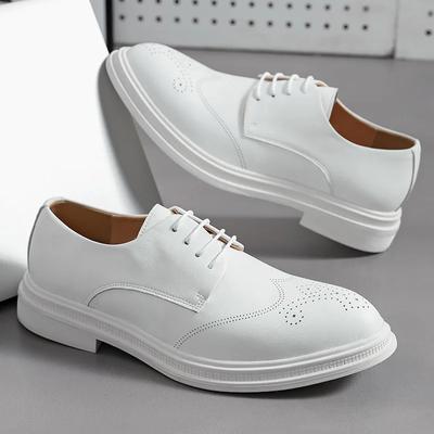 Fashion White Brogue Shoes Men British Style Designer Mens Formal Shoes Casual Oxford Shoes Man Leather Dress Shoes Plus Size 48