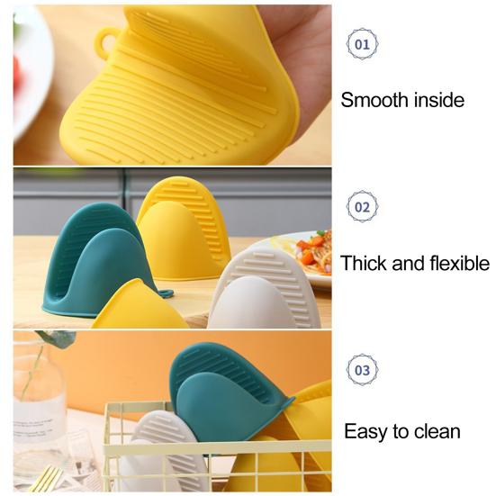 2Pcs/Set Butterfly Gloves Fingertip Wearing Stripes Heat Insulation Pot Clip Silica Gel Kitchen Insulated Soup Pot Glove for Home