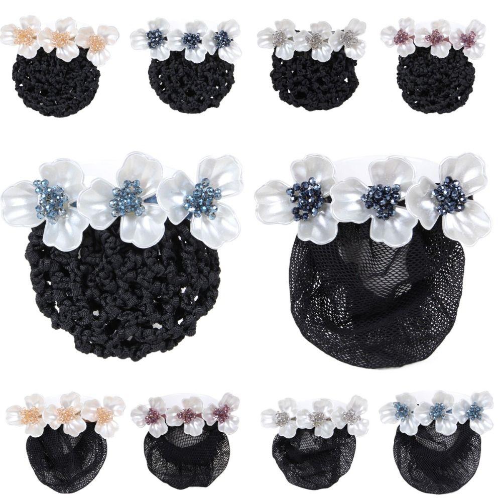 Headwear Korean Bun Snood Flower Hairpin Hairgrips Cover Net Sweet Women Spring Clip  for Girls