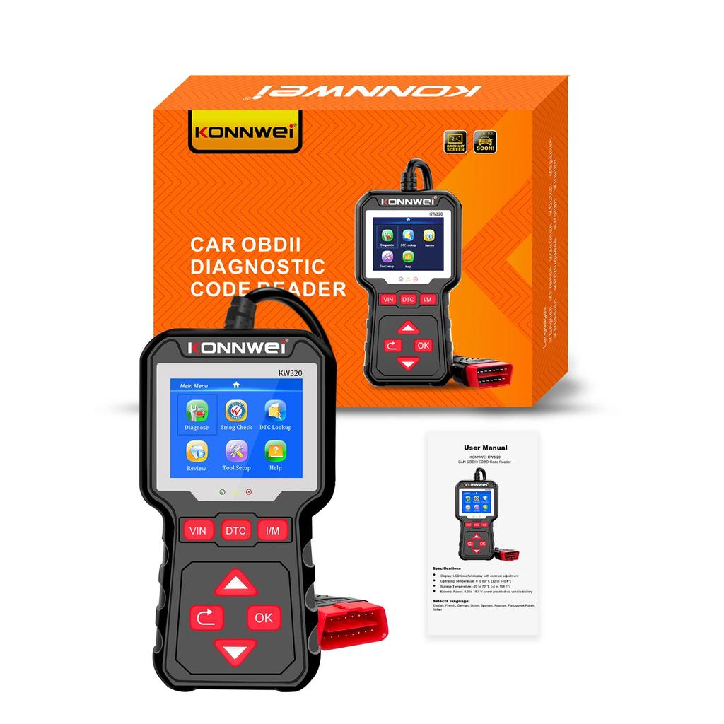 2026 KONNWEI KW320 Car Scanner OBD2 EOBD Fault Diagnostic Tools Professional Auto Scanner Live Data Read Erase Codes DTC Lookup