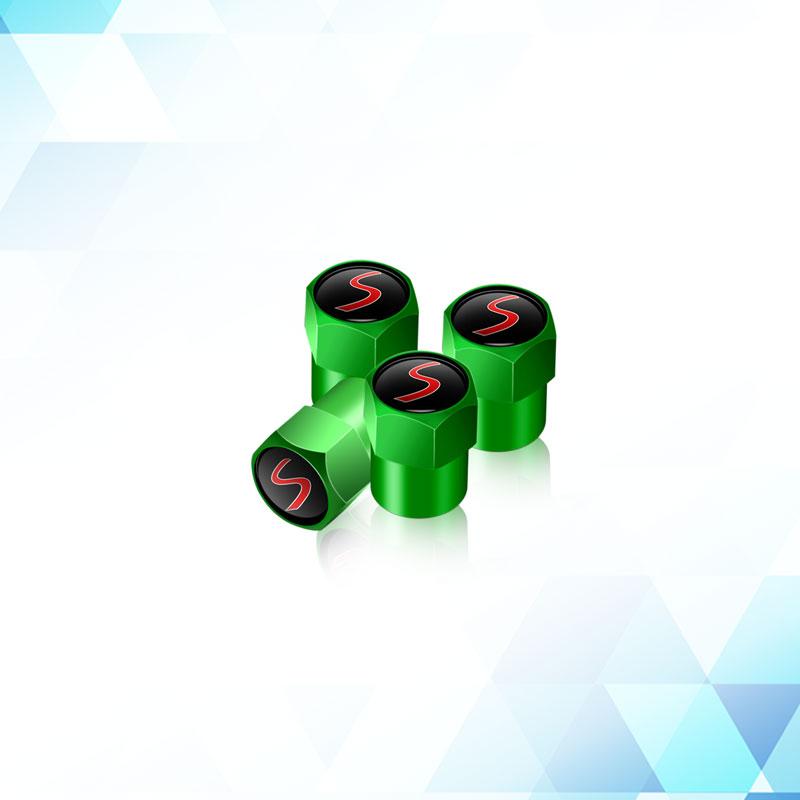 

4Pcs S Logo Emblem Car Tire Valve Stem Caps Dustproof Car Wheel Air Valve Covers For Mini John Cooper Works R53 R56 R57 F55 F60