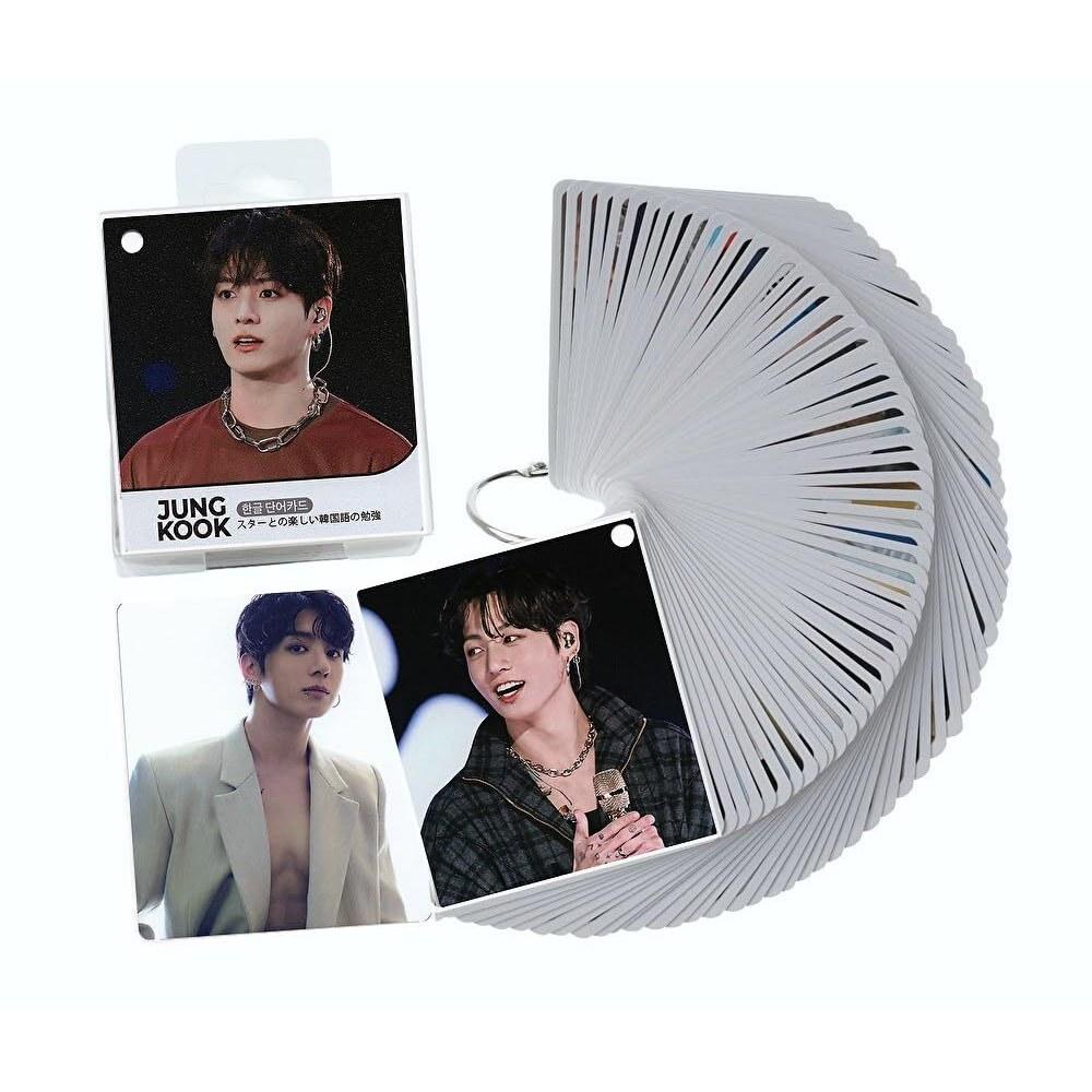 BTS Jung Kook Korece Dil Kartları 63 adet + Kılıf Dahil Şeffaf