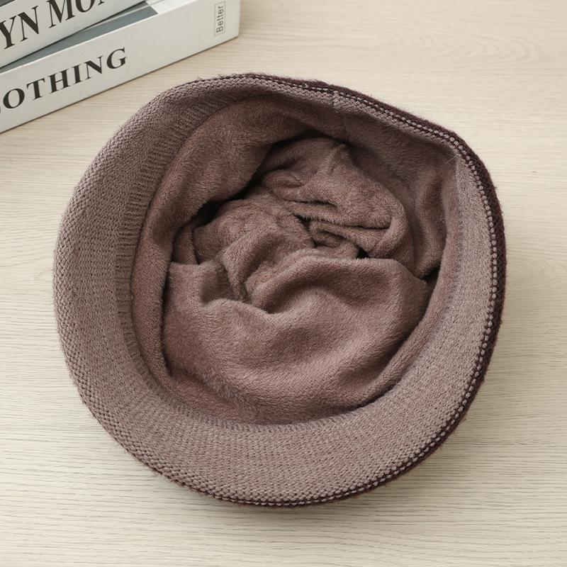Autumn and Winter Hat for Women with High End Temperament Mother Hat Fashionable Versatile Knitted Hat Windproof Ear Protection Warm Hat