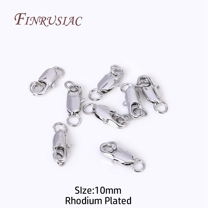18K Gold Plated Oval Lobster Clasp with 2 Closed Ring Connectors For DIY Bracelet Necklace Lock Findings Jewelry Making Supplies