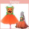 Sleeveless Princess Dress With Mesh Skirt And Pumpkin Design For Girls