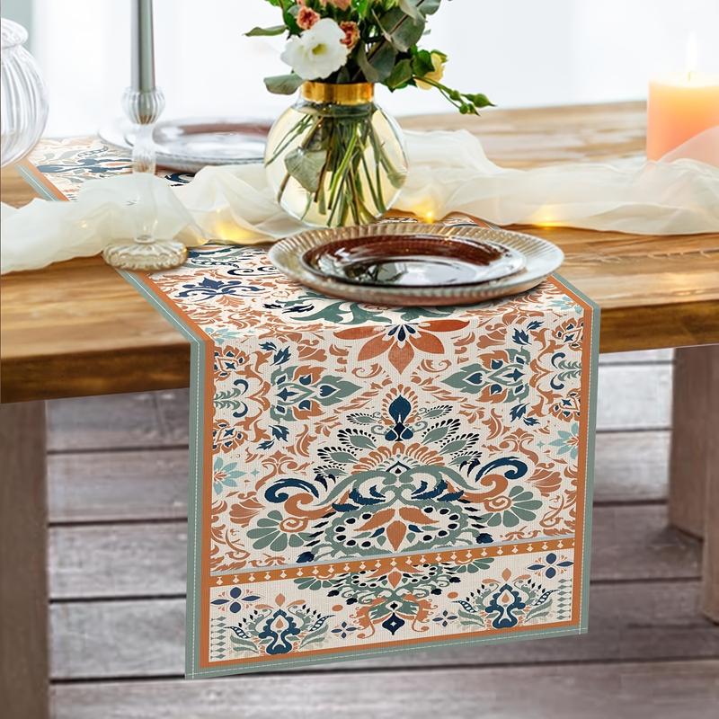 Vintage American Floral Table Runner, Dining Table Decor, Banquet Tea Table Cover Women's Clothing