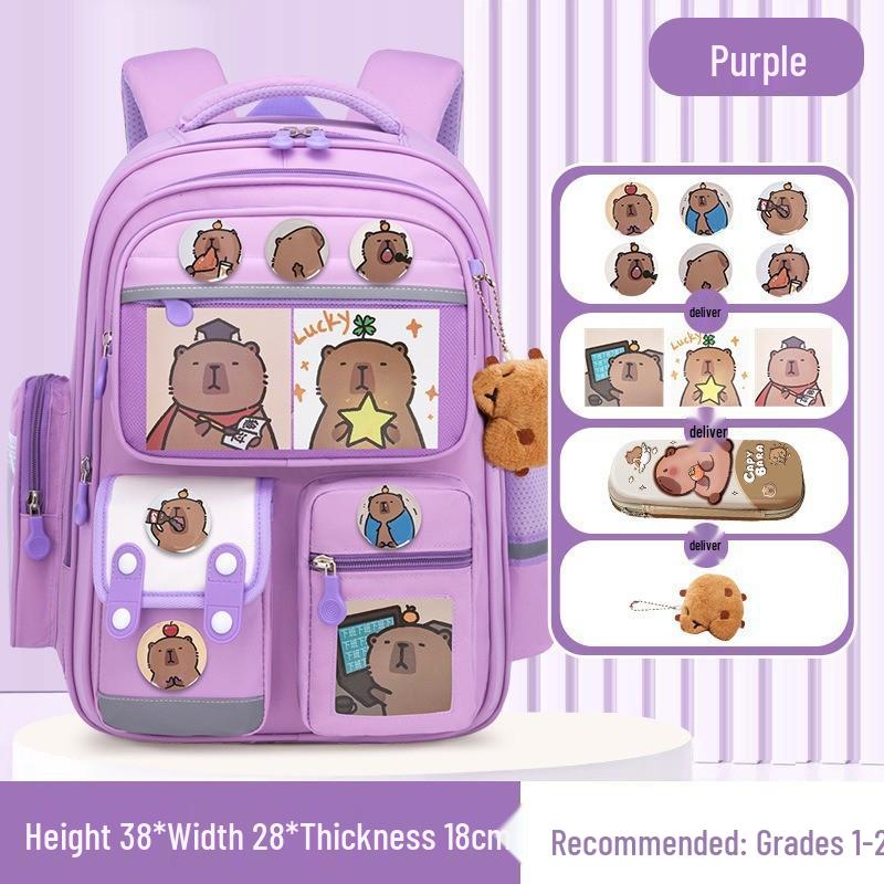 Capybara Decompression Backpack for Elementary Students Grades 1-6 - Lightweight, Large Capacity for Boys and Girls