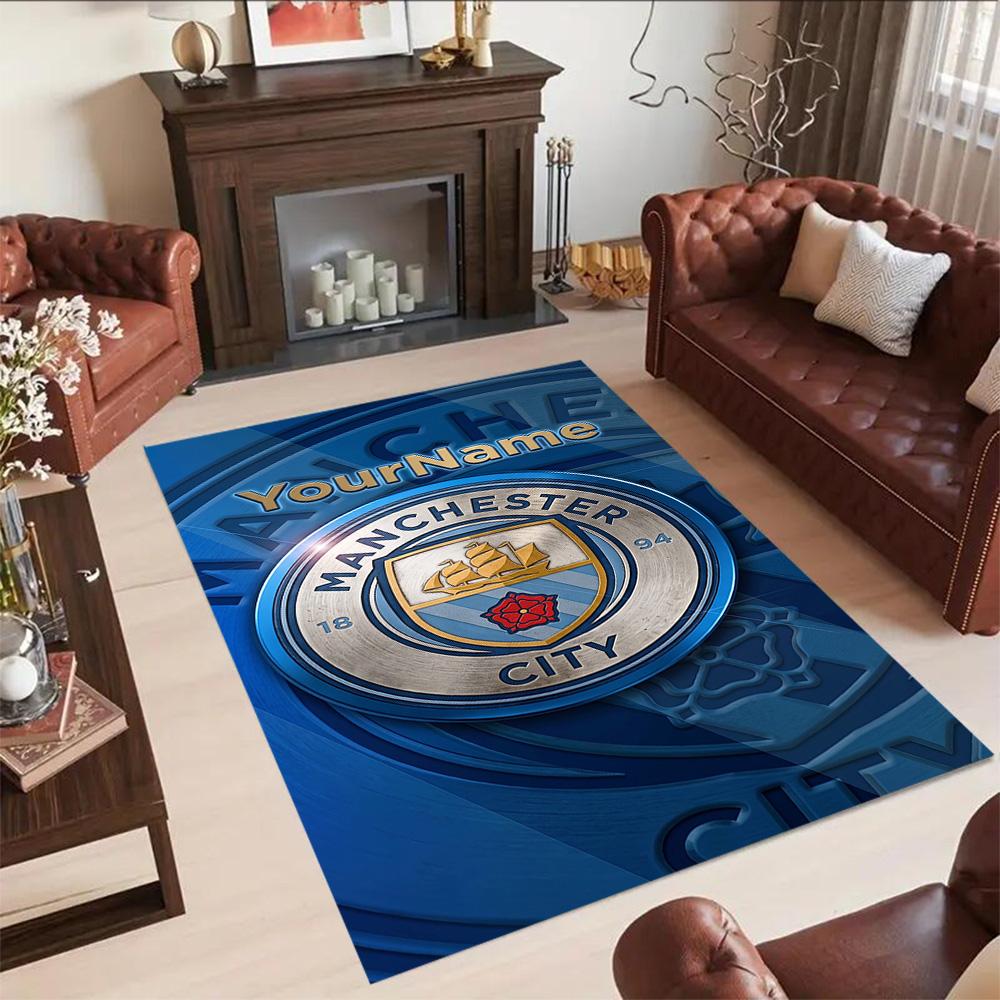 Manchester City 50 Personalized Name Floor Mat Design for Bedrooms Playrooms Kitchen Study room Anti-slip Rug Decorate Offices