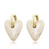 Vintage Big Statement Heart Pendant Stainless Steel Hoop Earrings For Women Smooth Acrylic Resin Gold Color Ear Buckle Jewelry