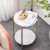 USA Drop-Shipping Couchtisch Rund Marmor Beistelltisch Nachttisch Beistelltisch 2 Ebenen Stauraum