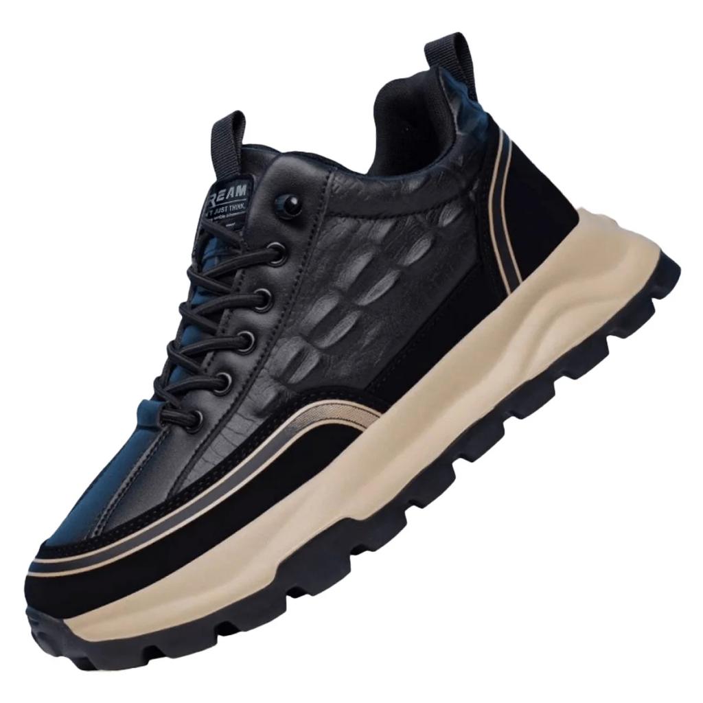 Fashion Discounted new sports shoes for men with anti slip and wear-resistant leather surface and crocodile pattern casual running shoes