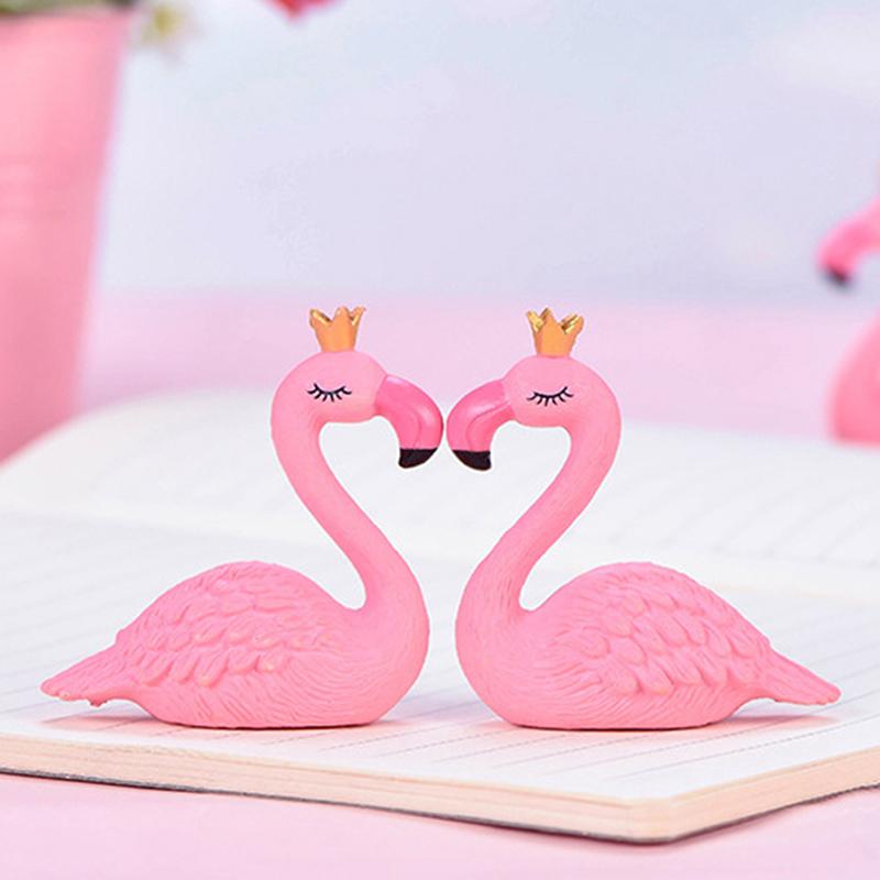 Pink Resin Flamingo Figure Wear King Queen Crown Home Ornament Wedding Gift