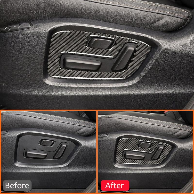 For Mazda CX-5 2017- Carbon Fiber Car Power Seat Adjustment Panel Trim Frame Decoration Sticker Interior Accessories
