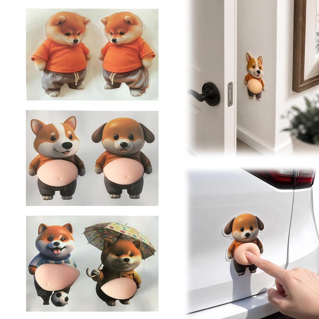 Soft Silicone Car Bumper Protector Sticker Cute Dog Pattern Shockproof Anti-Collision Pad Durable Material Easy to Install