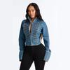 Womens Denim Jacket 2026 Slim Fit Stand Collar Double Breasted Short Biker Style