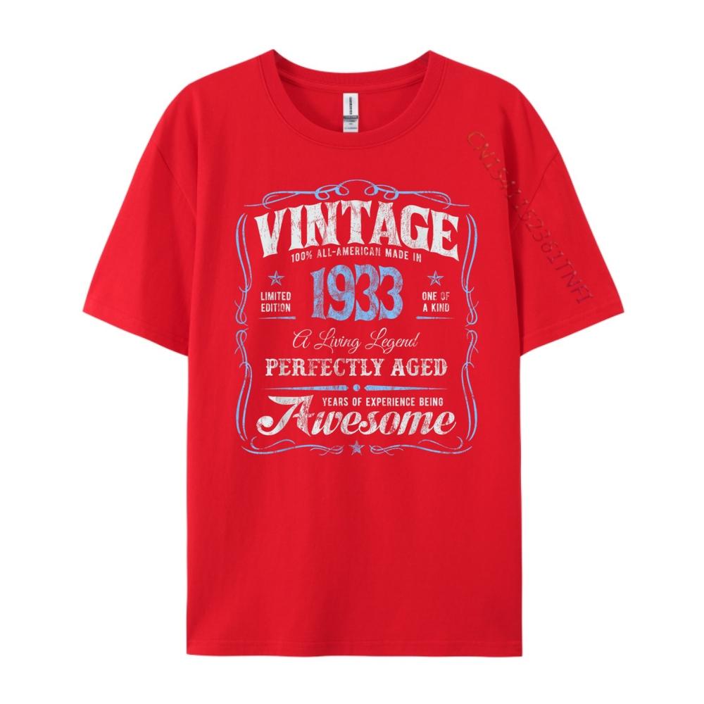 

Vintage Classic 92nd Birthday Born In 1933 Original Legend Mens TShirts Luxury Designer Clothes Casual S