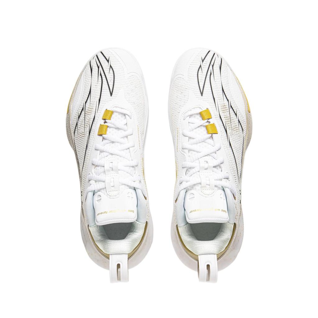 Li Ning Kids Basketball Comfortable Soft Fashion Low Top Basketball Shoes Kids sneaker Standard-White YKBV064-1
