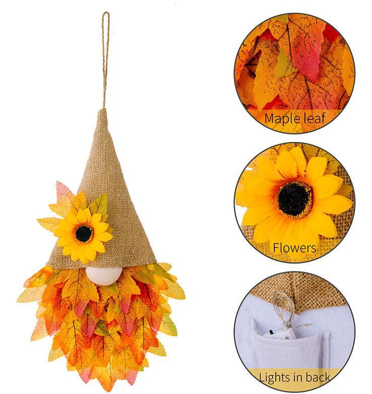 Maple Leaf Artificial Leaf Gnome Flower Hat Pendant Thanksgiving  Window Party Decoration Halloween Decorations
