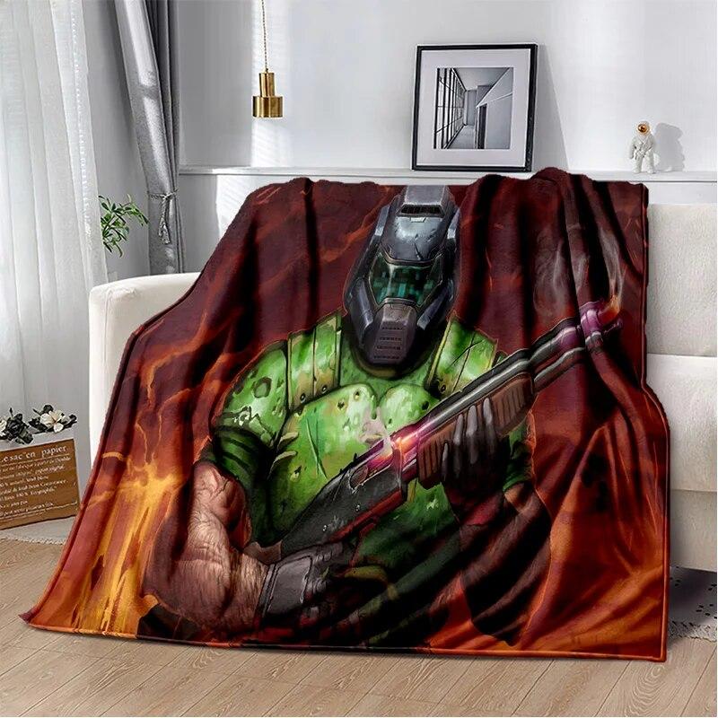Doom Retro Game Gamer Cartoon  Blanket,Soft Throw Blanket for Home Bedroom Bed Sofa Picnic Travel Office Rest Cover Blanket Kids