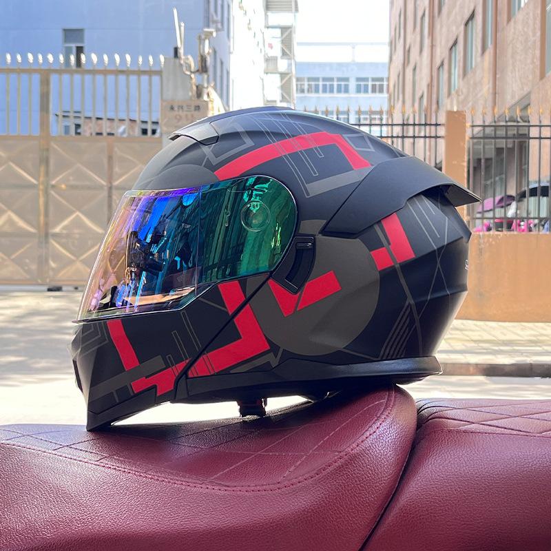 Motorcycle Helmet Uncovered Helmet Men's and Women's Full Helmet Bluetooth Personalized Four Seasons Locomotive Big Tail