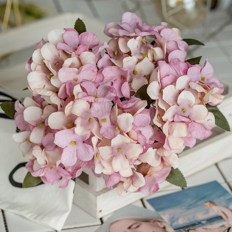6 Artificial Heads Silk Hydrangea Fake Flower Bridal Bouque Wedding Home Decor