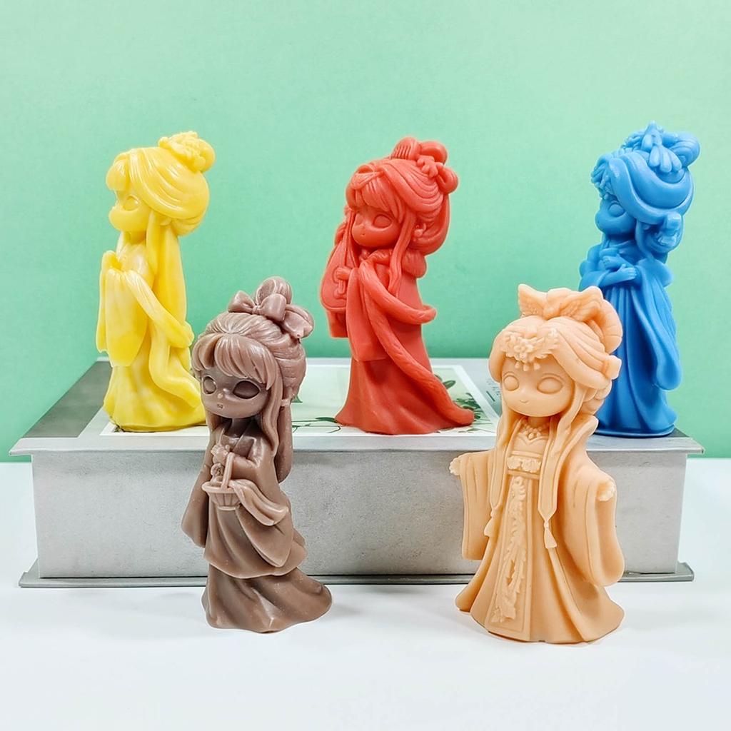 Ancient Doll Candle Silicone Mold 3D Girl Aromatherapy Plaster Soap Resin Mold DIY Chocolate Cake Baking Tool Home Decor
