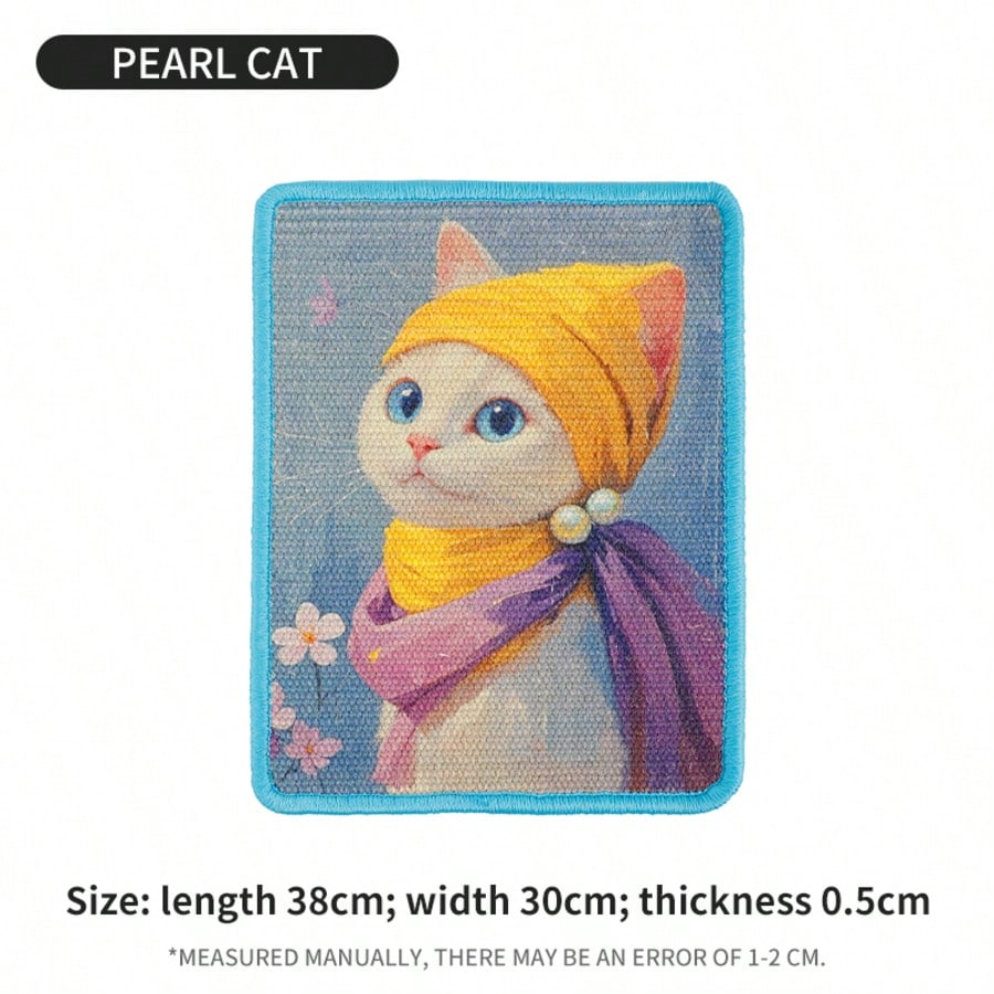 New Jute Painting Cat Scratching Board, Starry Sky Cat Painting Scratching Pad, Durable Cat Toy Pearl Cat
