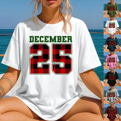 Women's Fashion Printed Round Neck Short Sleeve T-Shirt Pullover Top