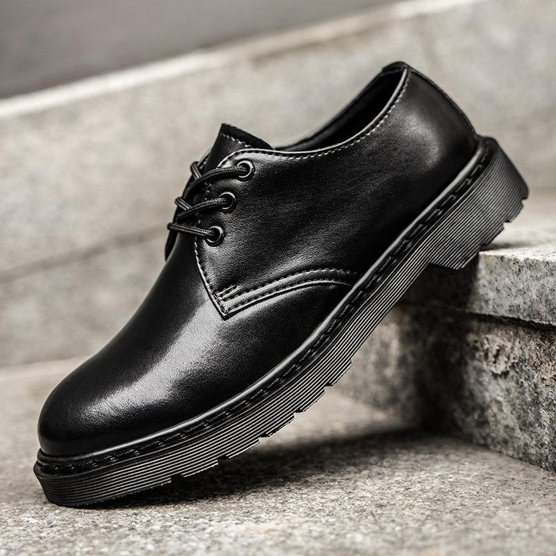 Pánské ležérní kožené boty podzimní nové společenské business černé pánské kožené boty módní britské retro jednoduché trendy boty