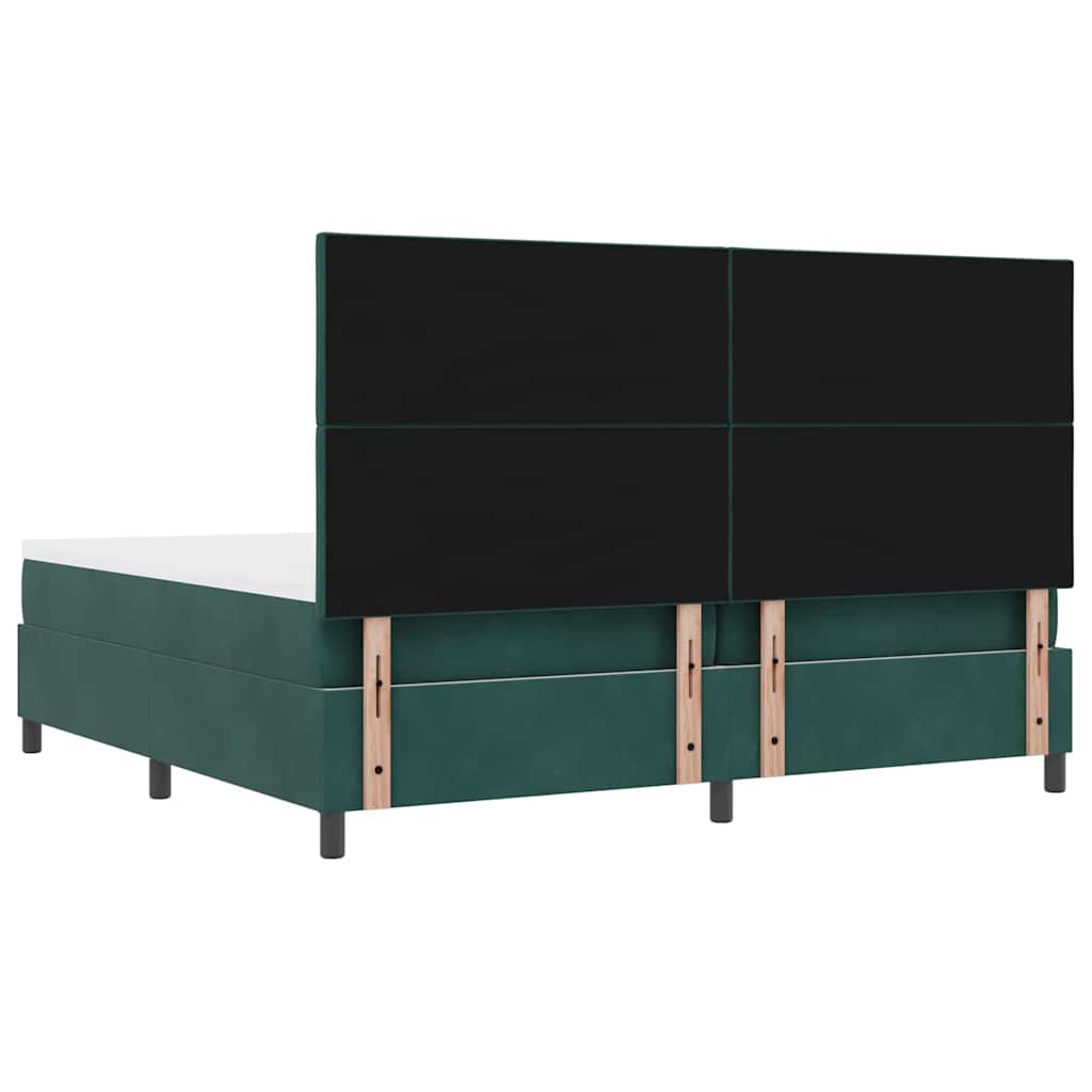 Box Spring Bed with Headboard Dark Green 200 x 200 cm Velvet