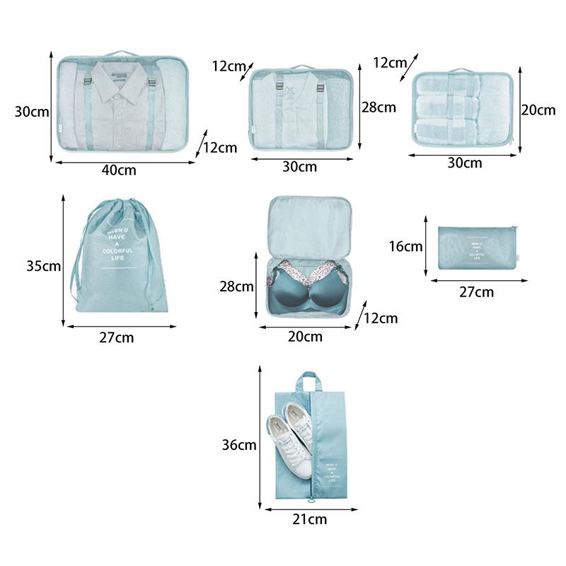 7 Stück Große Größe Reiseorganizer Tragbarer Kofferorganizer Kleidung Schuhe Make-up Tasche Gepäckorganizer Reiseaufbewahrungstasche