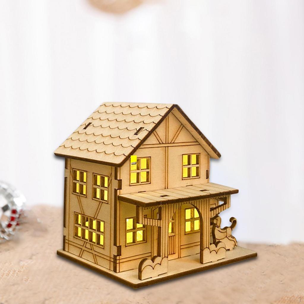 Unfinished Wood House Living Room Sculpture Festival Village Christmas Scene