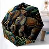 1pc Sturdy 8-Bone Auto Umbrella, Elephant Umbrella, Digital Printed, Foldable Umbrella for On-the-Go Outdoor Use