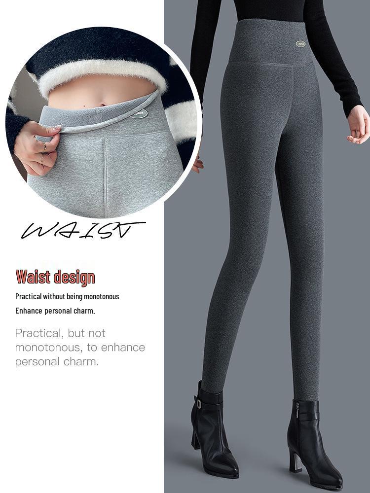 High-Waist Fleece-Lined Base Layer Pants for Middle-Aged and Elderly Women - Warm, Plus-Size, Autumn/Winter Style for Indoor/Outdoor Wear
