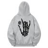 Khg0095 Handskull Fleece Hoodie - Gray