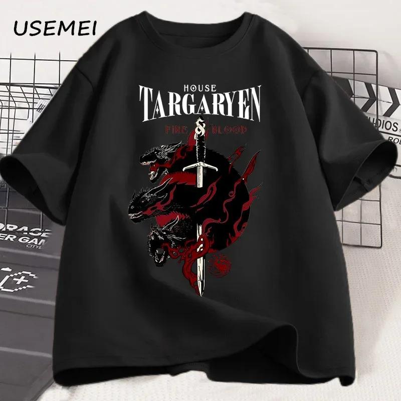 Fashion Women s T-Shirt House Targaryen T Shirt Fire and Blood T-Shirt G S чёрный
