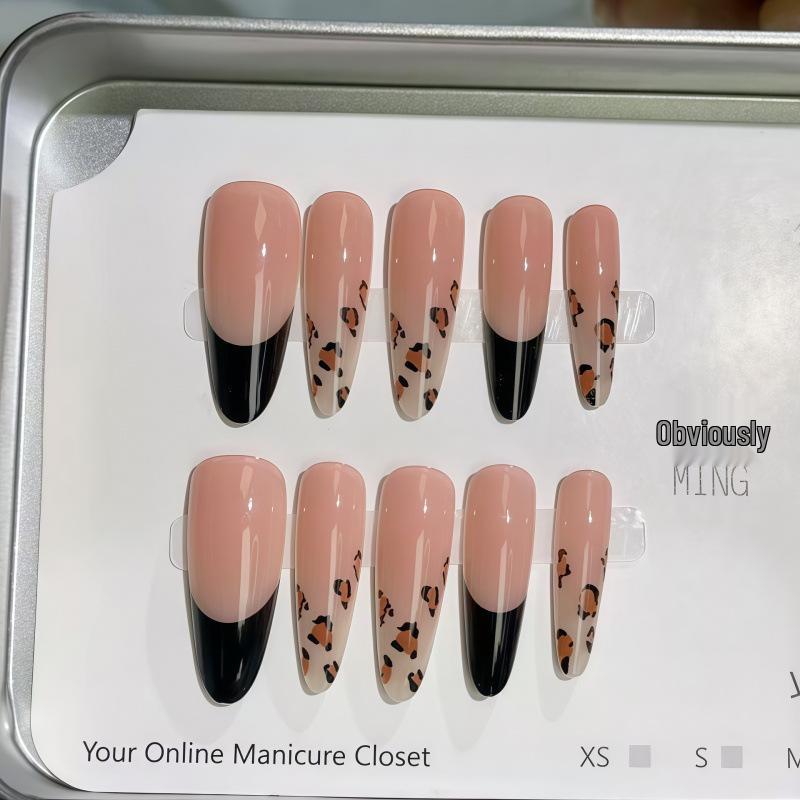 Leopard Print French Chic Wearable Nail Art for Trendy Girls