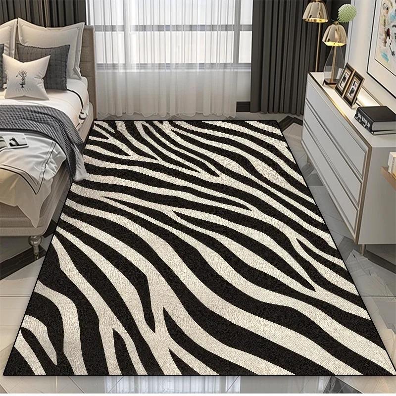 American Style Zebra Stripes Carpet Living Room Bedroom Decoration Bedside Plush Large Rugs Bathroom Water Uptake Non-slip Mat