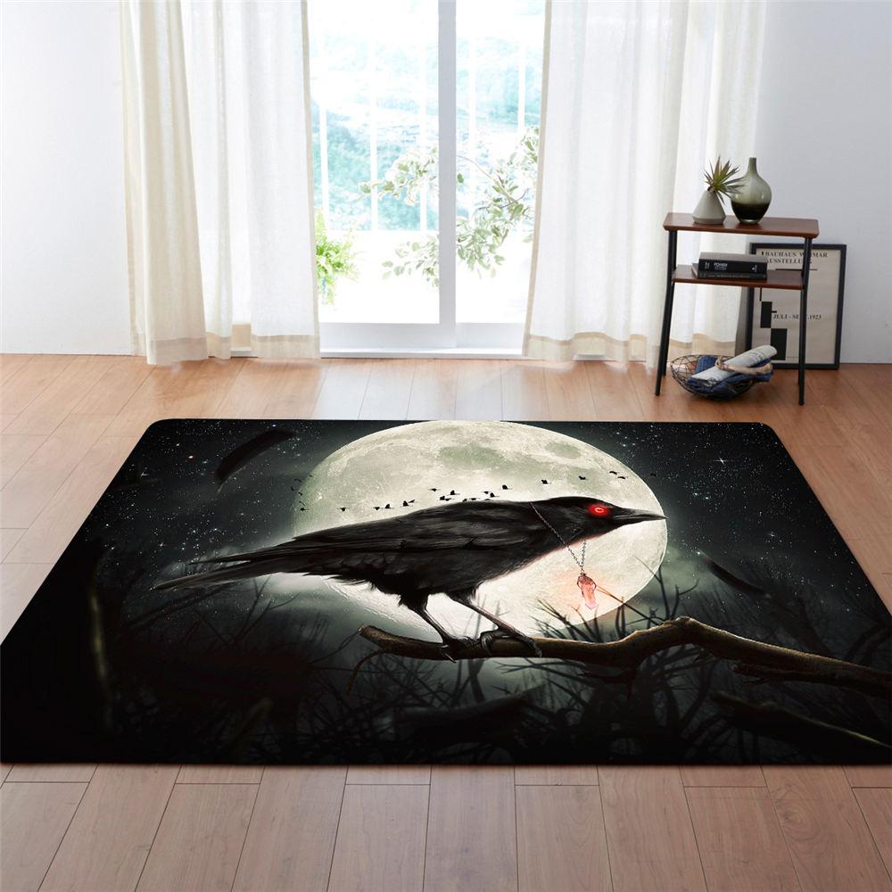 Fledermaus Spinne Mond 3D Teppich Halloween Wohnzimmer Bereichsteppich Jungen Kinder Spielteppich Küche Schlafzimmer Bodenteppich Memory-Schaum Badematte