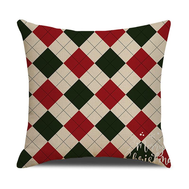 Christmas Pillow Cartoon Red Print Elk Snowflake Sofa Bedroom Linen Cushion Cover
