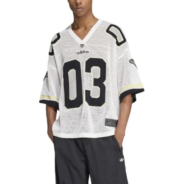 adidas Camiseta Masculina Original Digital com Decote V, Logo, Corte Solto, Manga Curta, Tops Brancos JX1699