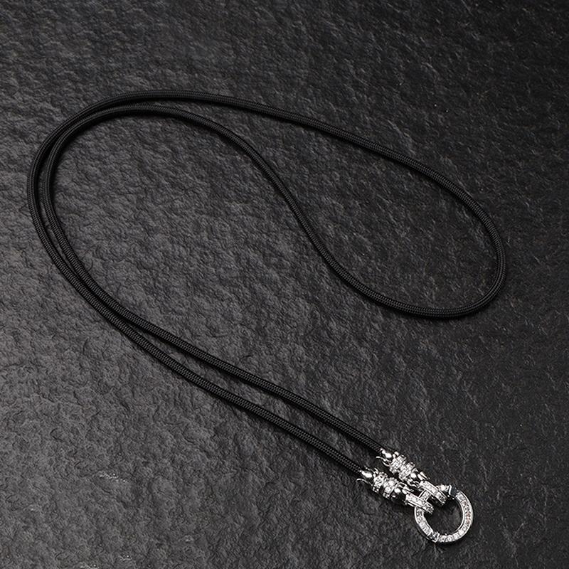 Chaîne de Pendentif Bouddhiste Thaïlandais Réglable Corde de Collier Simple Avec Boucle Cercle de Lotus en Zirconium Micro-Diamant