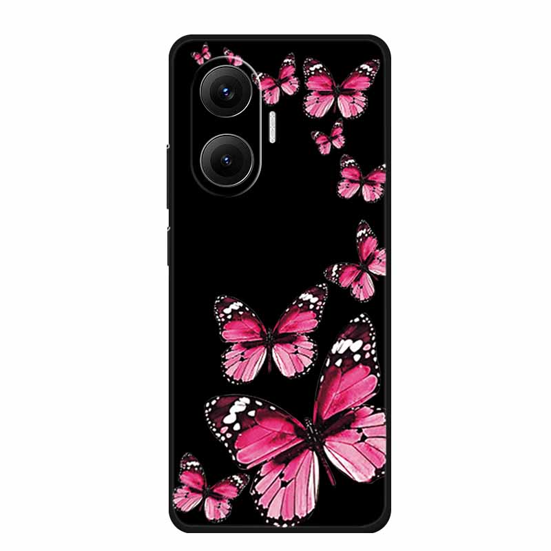 Black Silicone Case For Redmi Turbo 4 Pro A5 4G Case Cartoon Cat Soft Back Cover For Xiaomi Poco X7 Pro C71 Poco M7 4G Plus Case