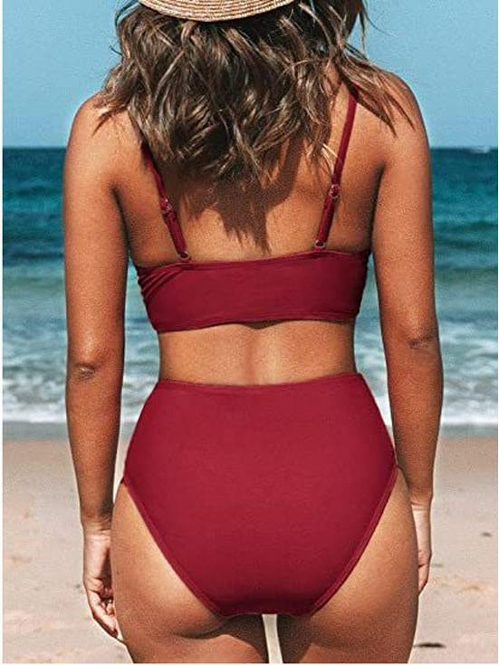 2023 Best-Selling Women's V-Neck High-Waisted Twist Bikini with Adjustable Straps