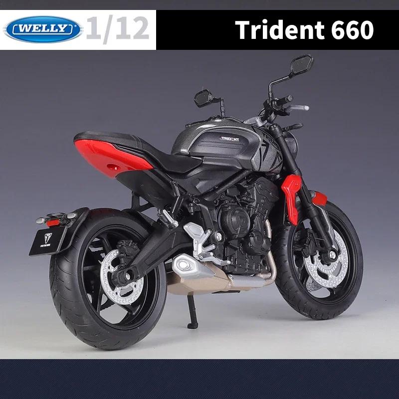WELLY 1/12 Triumph Trident 660 2025 Simulation Alloy Motorcycle Model Shock Absorbers Collection Toy Car Gift