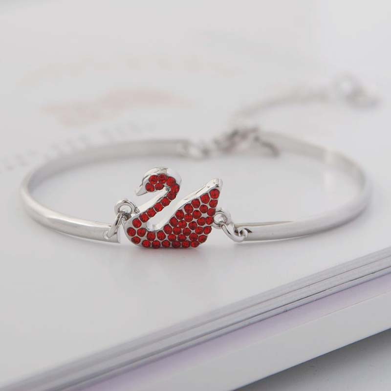 Luxury Zircon Charm Bracelet Jewelry Accessories for Women's Party Gifts Fashion Gold Rose Gold Swan Bangle