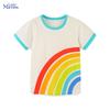 Little maven 2026 New Korean Tops Clothes for Children Baby Boys Girls Blouses T-shirt New Cartoon Rainbow Cotton Kids 2-7 Years